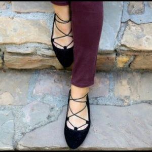 Lucky Brand Criss Cross Pointed Toe Flats